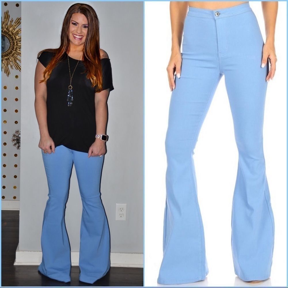 Blue Pastel Bell Bottom Jeans / S-XL / 34” Inseam
